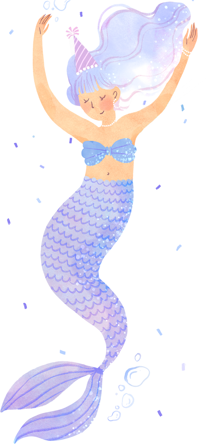 Watercolor Mermaid Celebrating Her Birthday